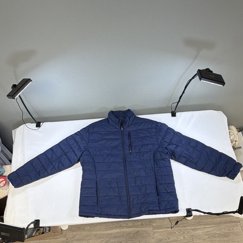 St. John's Bay Mens 2XL Blue Puffer Jacket Full Zip Midweight 1J20553M02